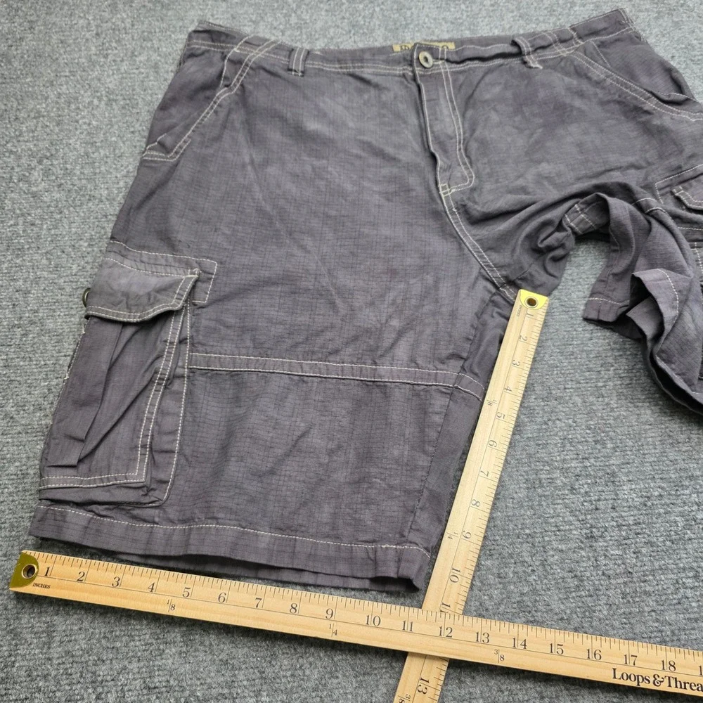 Iron Co Men's 38 Over-Dyed Cargo Shorts Gray 100% Cotton Distressed Vintage Look
